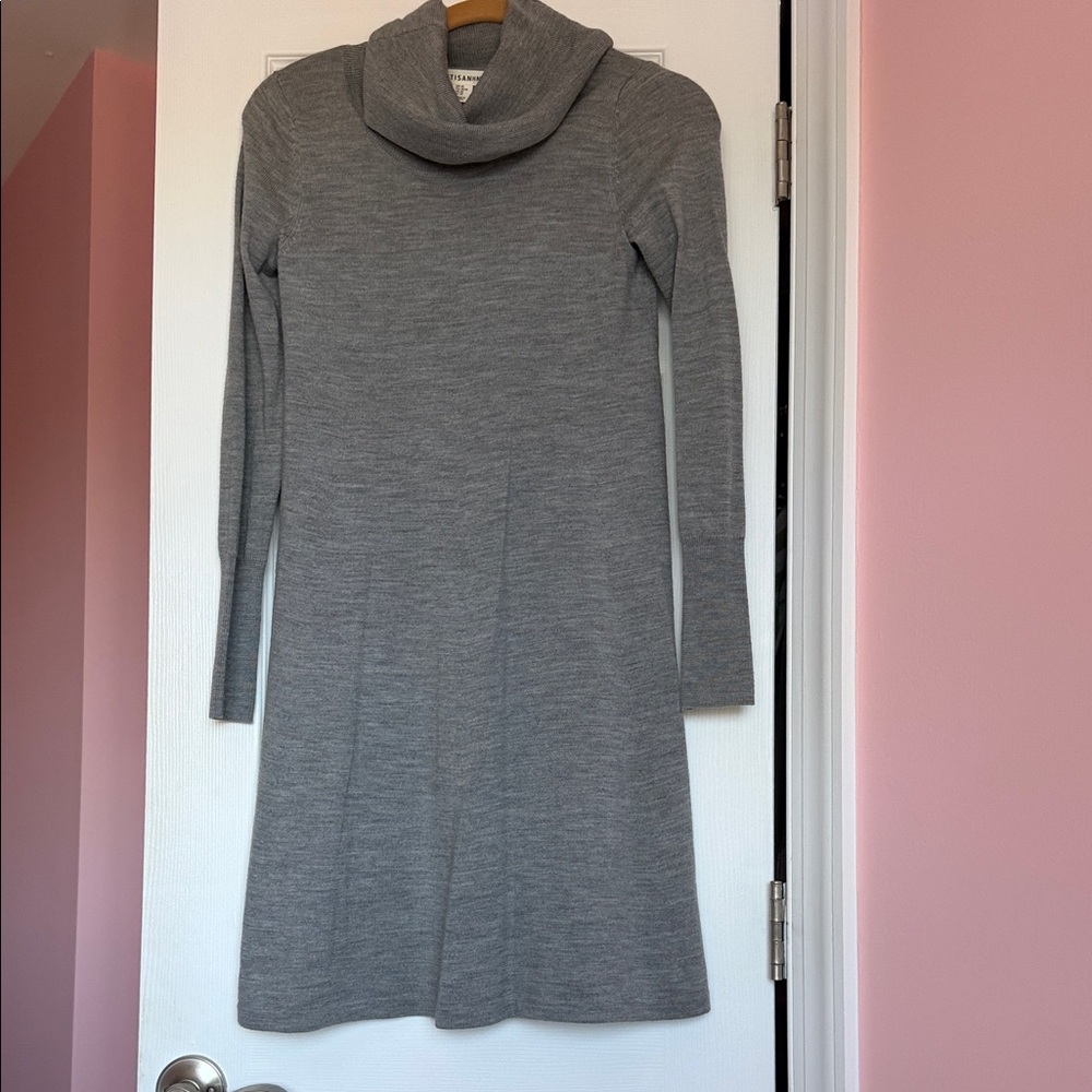 Wool Artisan Ny Heather Gray Cowl Neck Dress